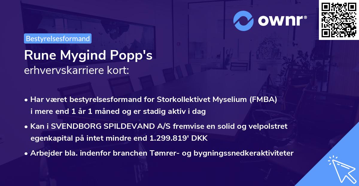 Rune Mygind Popp's erhvervskarriere kort