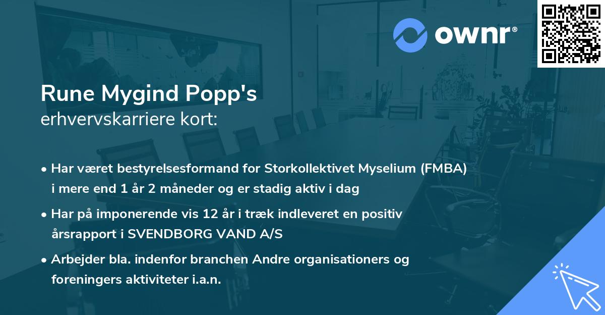 Rune Mygind Popp's erhvervskarriere kort