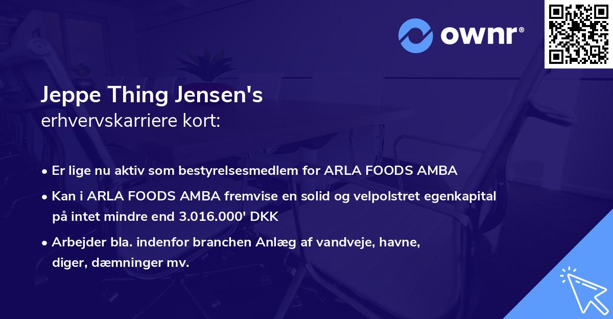 Jeppe Thing Jensen's erhvervskarriere kort