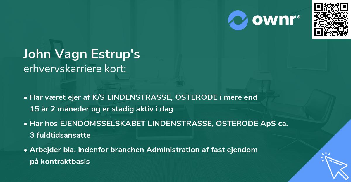 John Vagn Estrup's erhvervskarriere kort