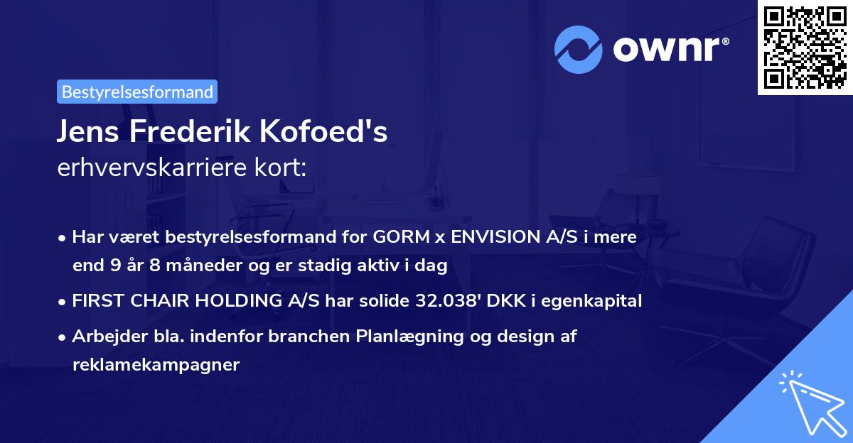 Jens Frederik Kofoed's erhvervskarriere kort
