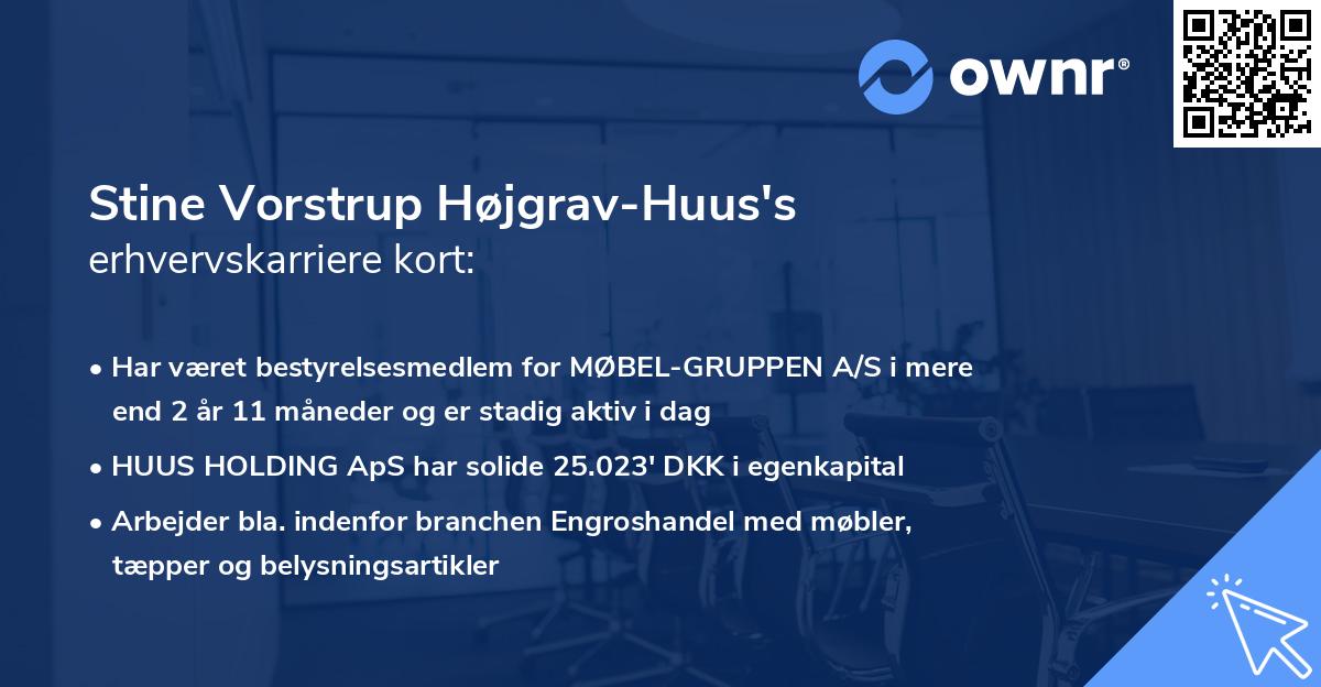 Stine Vorstrup Højgrav-Huus's erhvervskarriere kort