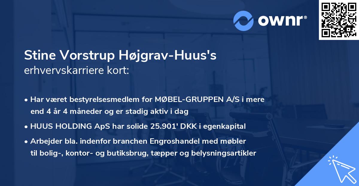 Stine Vorstrup Højgrav-Huus's erhvervskarriere kort