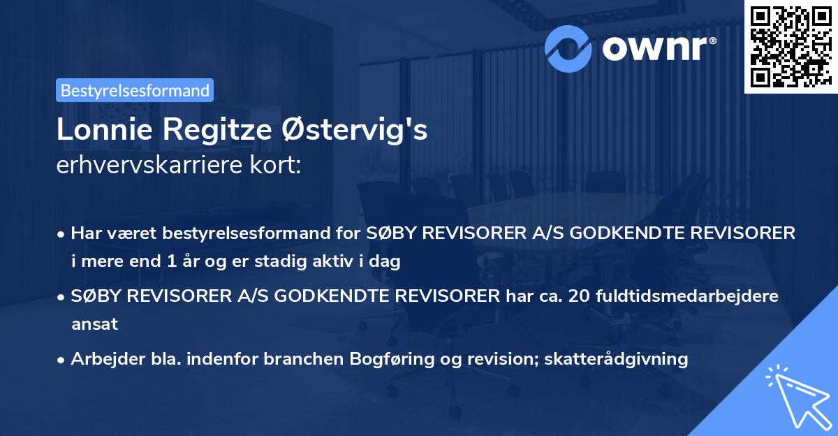 Lonnie Regitze Østervig's erhvervskarriere kort