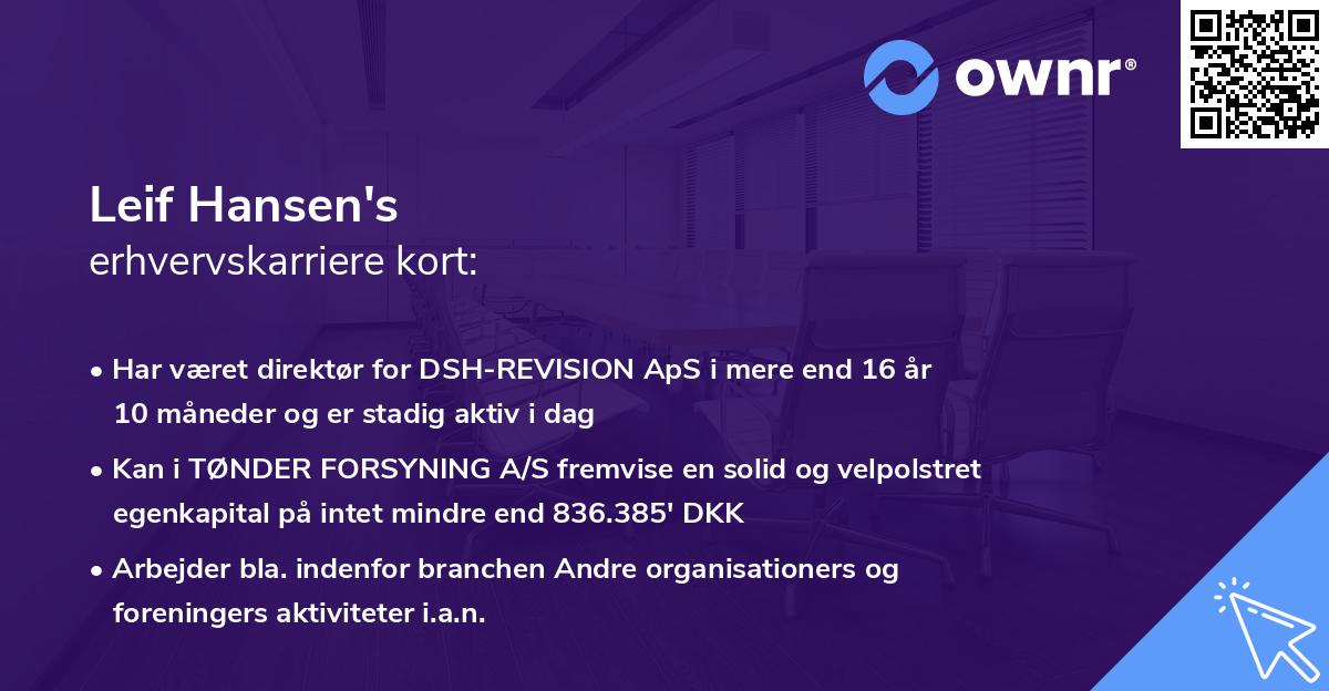 Leif Hansen's erhvervskarriere kort