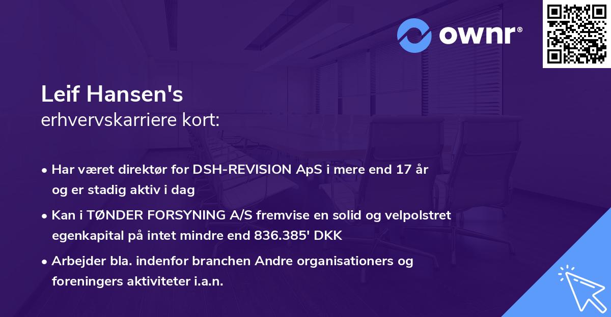 Leif Hansen's erhvervskarriere kort