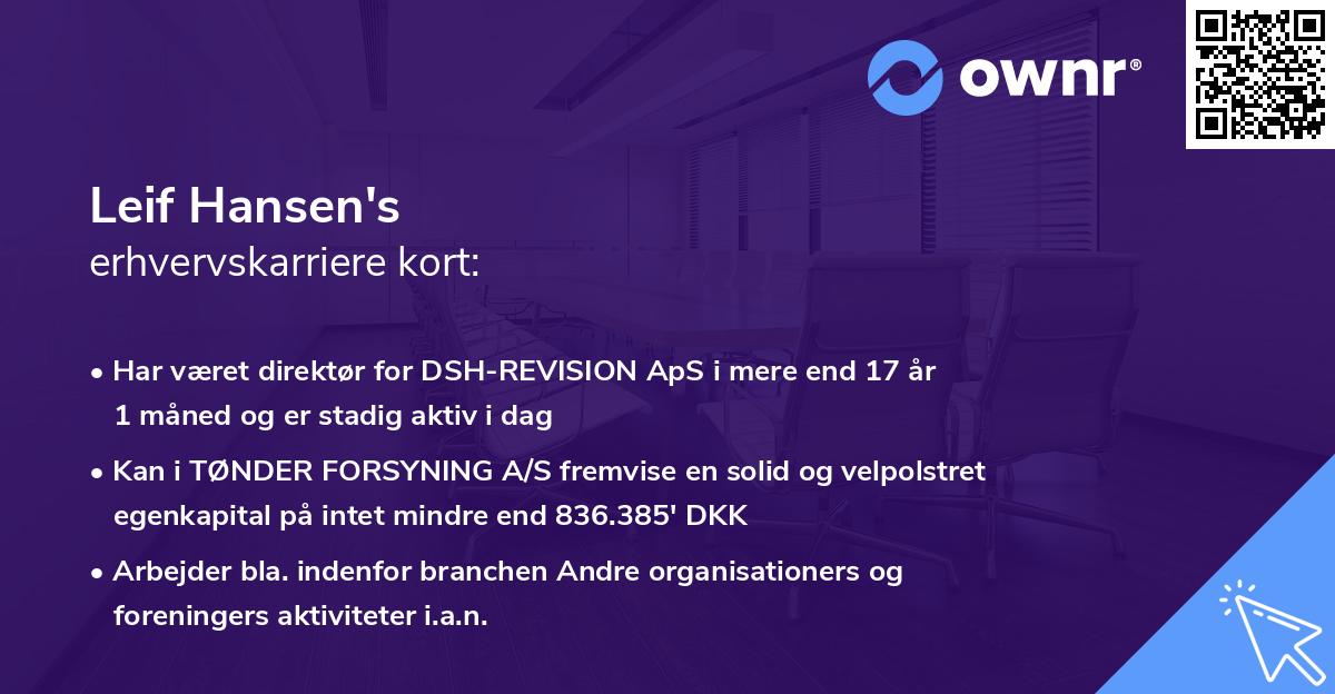 Leif Hansen's erhvervskarriere kort
