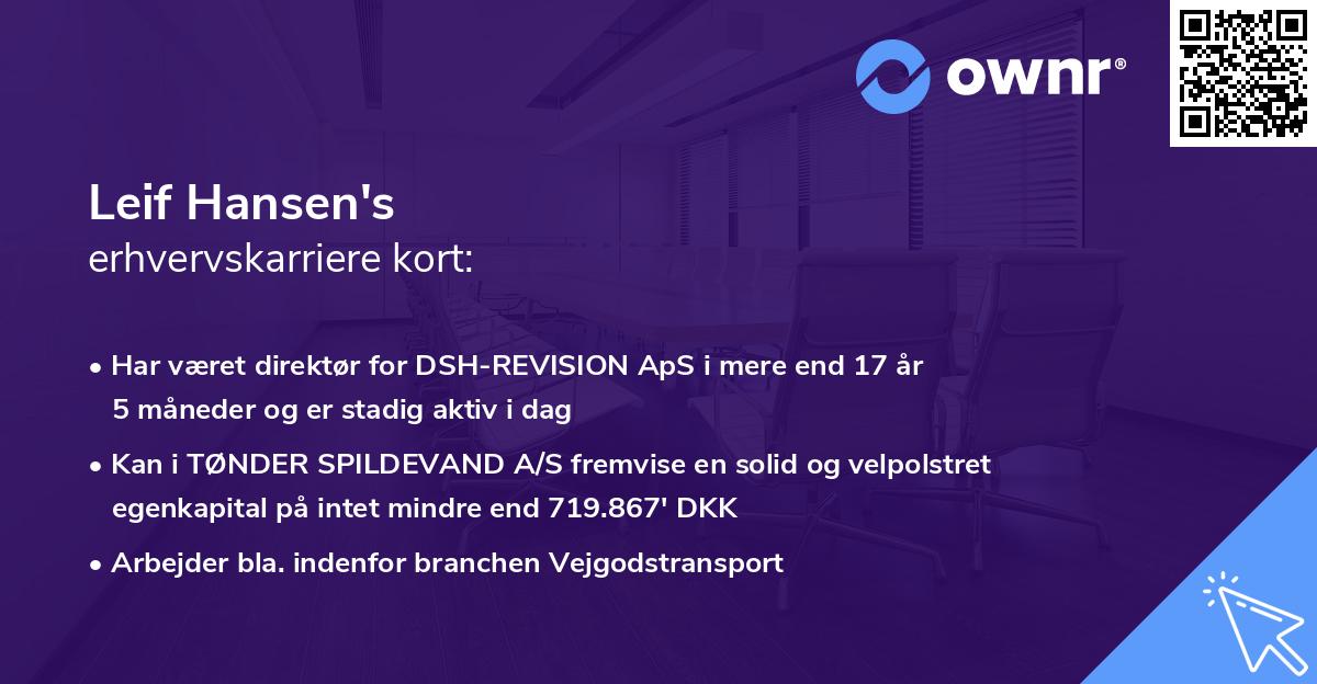 Leif Hansen's erhvervskarriere kort