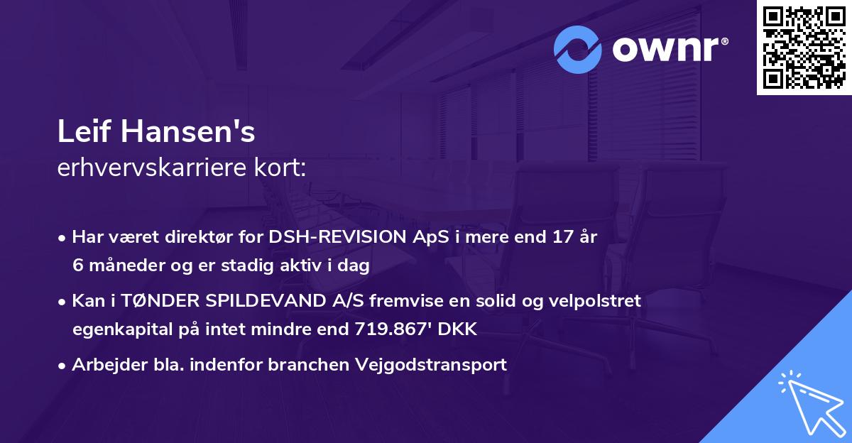 Leif Hansen's erhvervskarriere kort