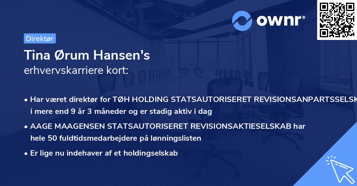 Tina Ørum Hansen's erhvervskarriere kort