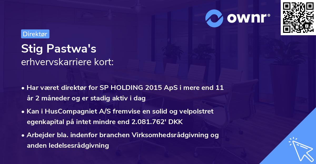 Stig Pastwa's erhvervskarriere kort