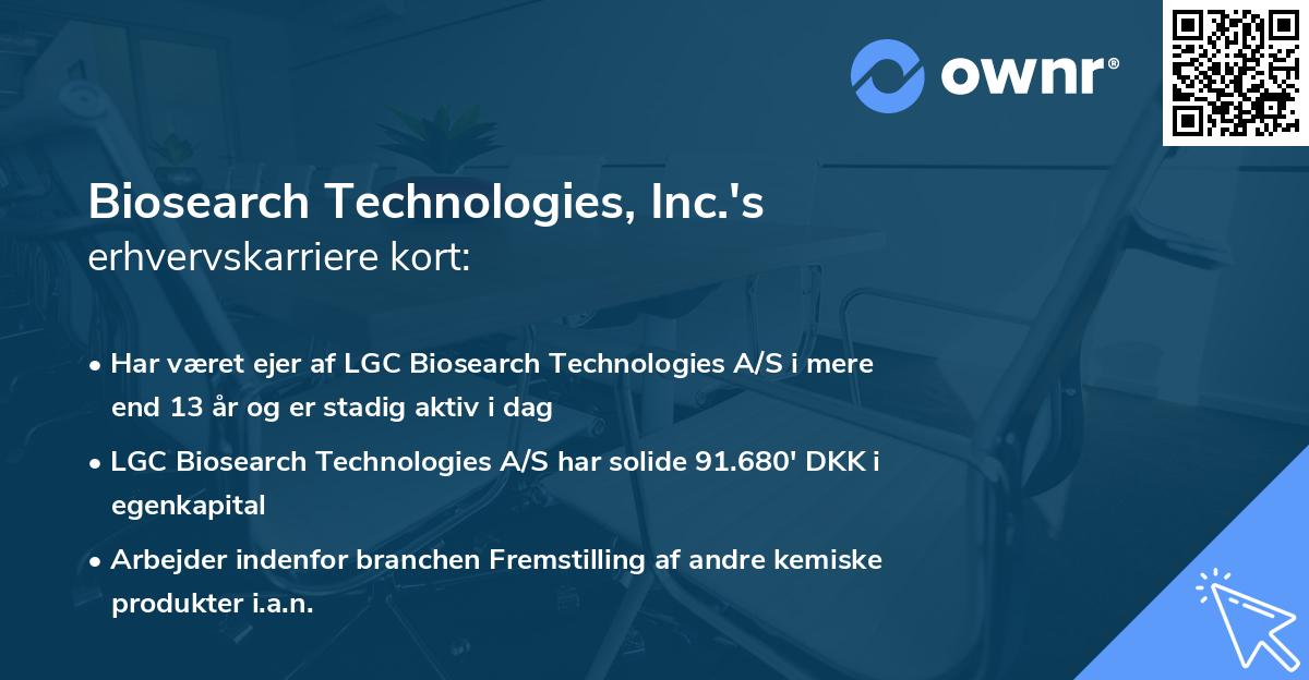 Biosearch Technologies, Inc.'s erhvervskarriere kort
