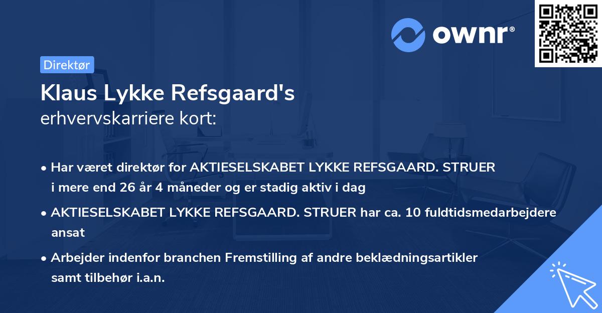 Klaus Lykke Refsgaard's erhvervskarriere kort