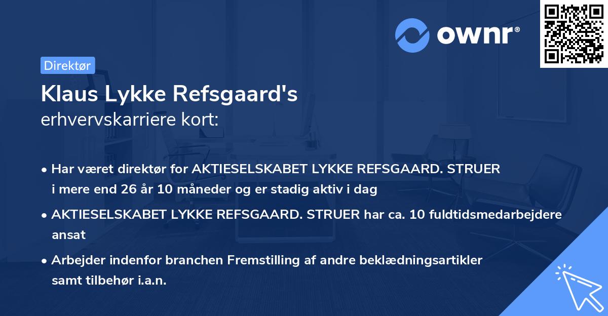 Klaus Lykke Refsgaard's erhvervskarriere kort