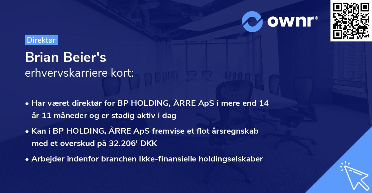 Brian Beier's erhvervskarriere kort