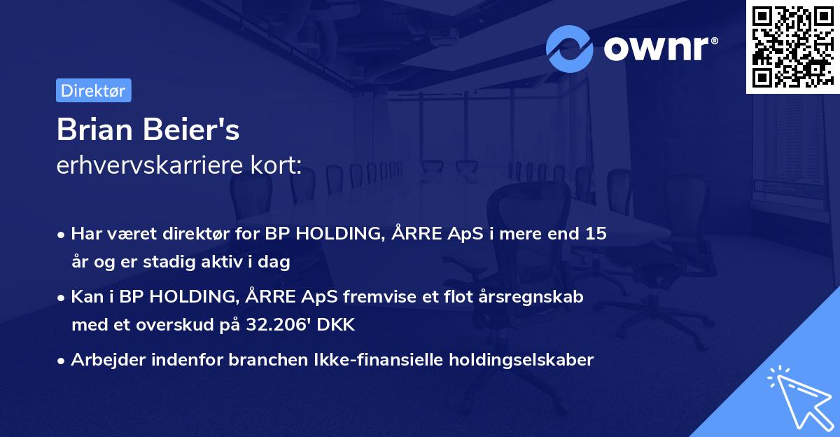 Brian Beier's erhvervskarriere kort