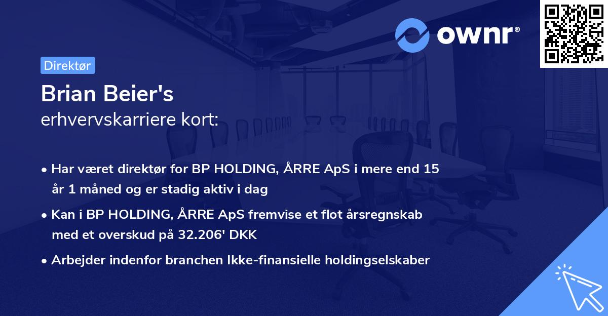 Brian Beier's erhvervskarriere kort