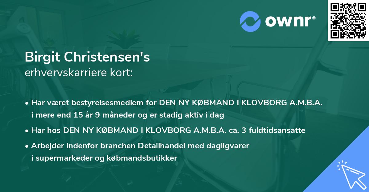 Birgit Christensen's erhvervskarriere kort