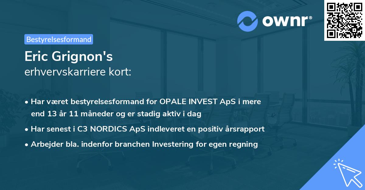 Eric Grignon's erhvervskarriere kort
