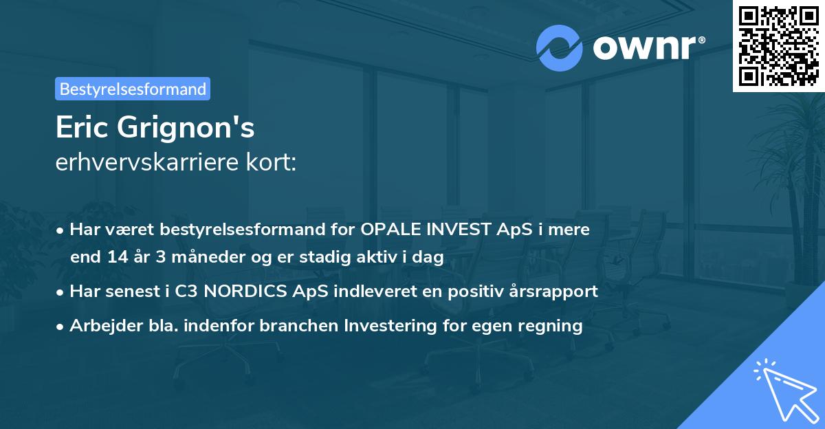 Eric Grignon's erhvervskarriere kort