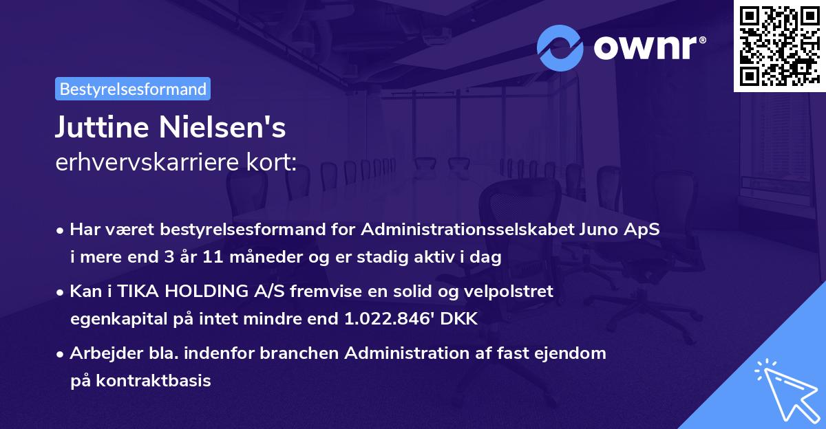 Juttine Nielsen's erhvervskarriere kort