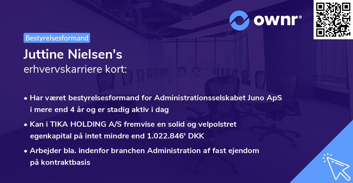 Juttine Nielsen's erhvervskarriere kort