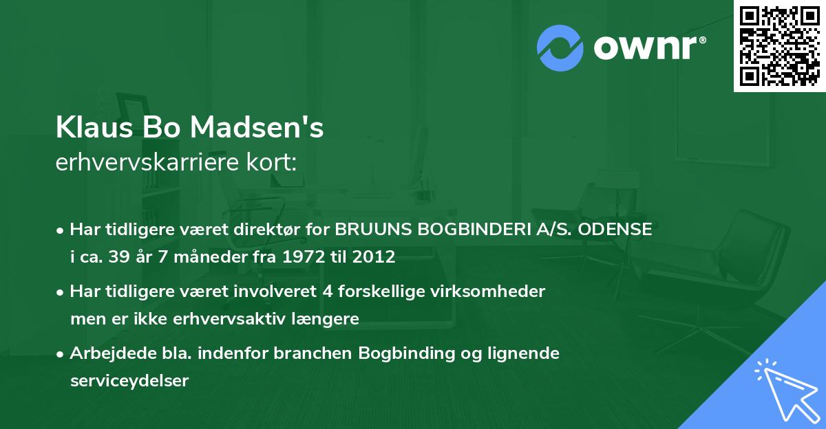 Klaus Bo Madsen's erhvervskarriere kort