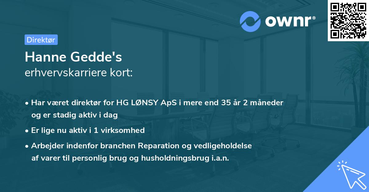 Hanne Gedde's erhvervskarriere kort