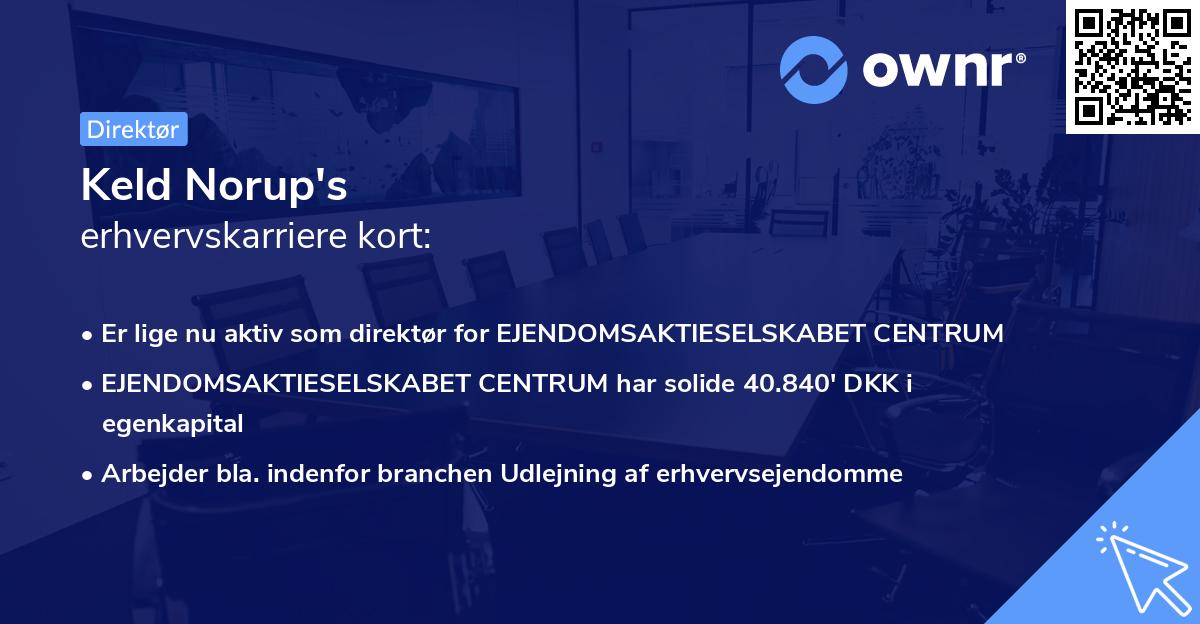 Keld Norup's erhvervskarriere kort