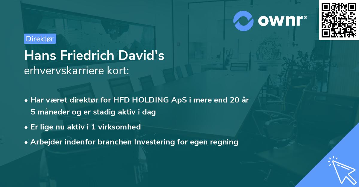 Hans Friedrich David's erhvervskarriere kort