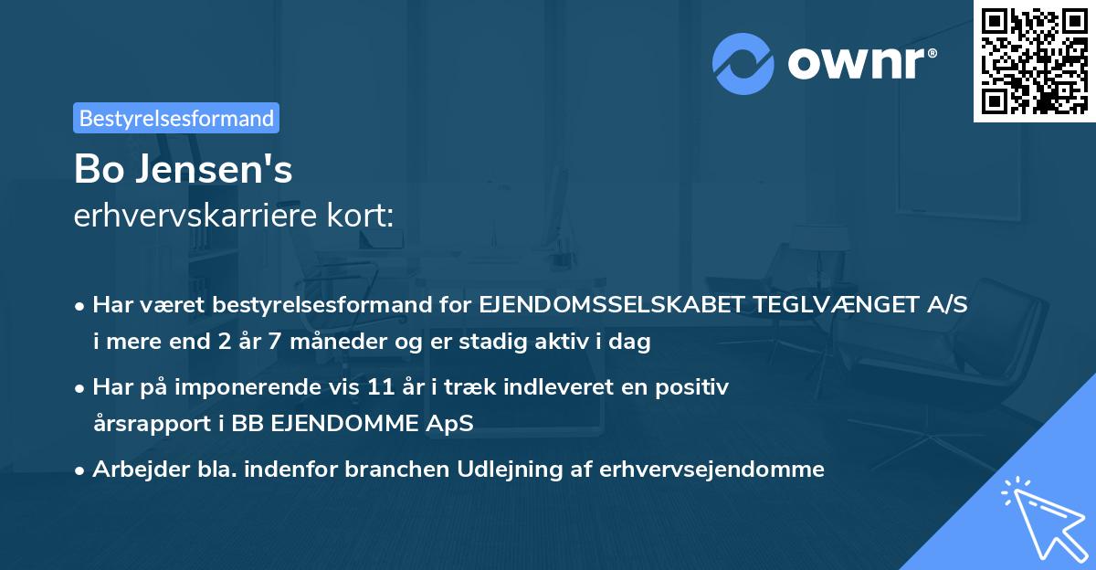 Bo Jensen's erhvervskarriere kort