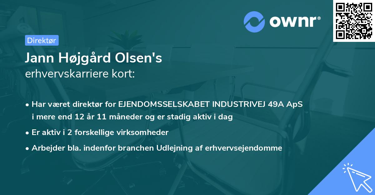 Jann Højgård Olsen's erhvervskarriere kort