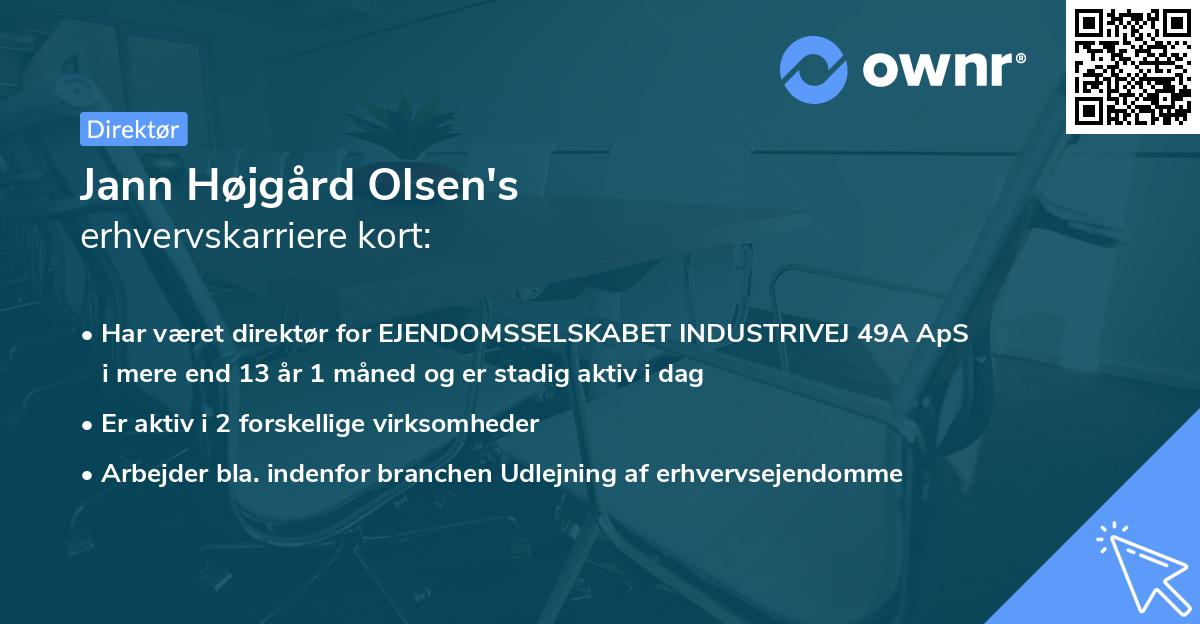 Jann Højgård Olsen's erhvervskarriere kort