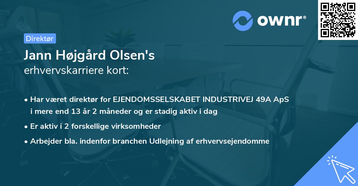 Jann Højgård Olsen's erhvervskarriere kort