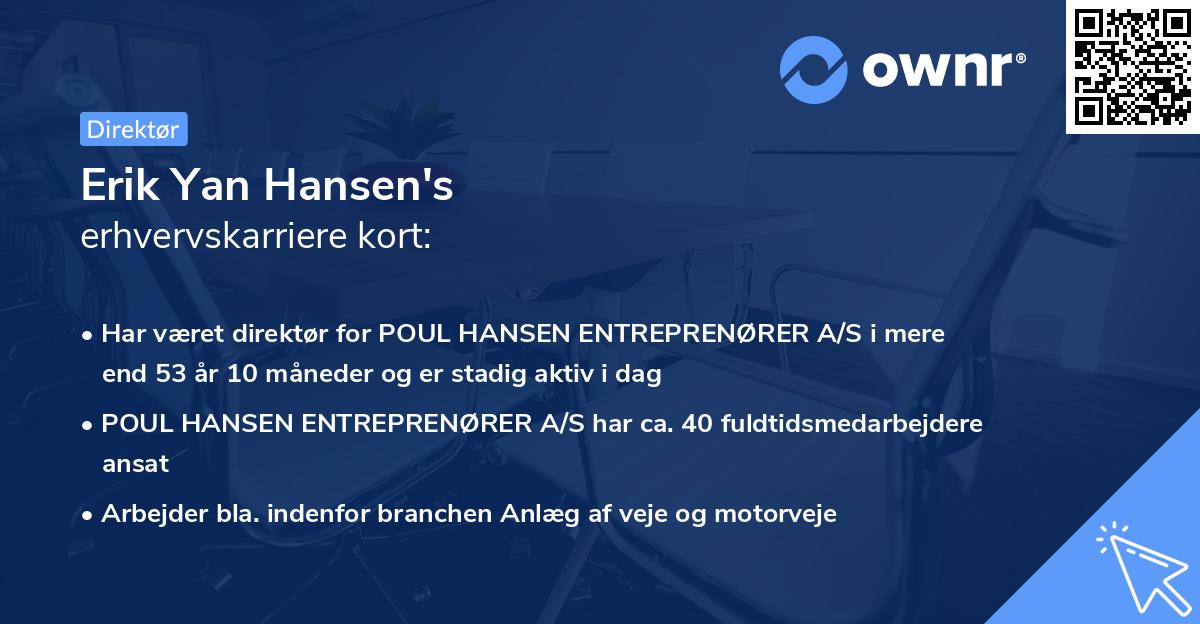 Erik Yan Hansen's erhvervskarriere kort