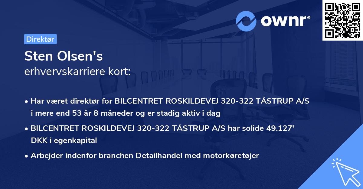 Sten Olsen's erhvervskarriere kort