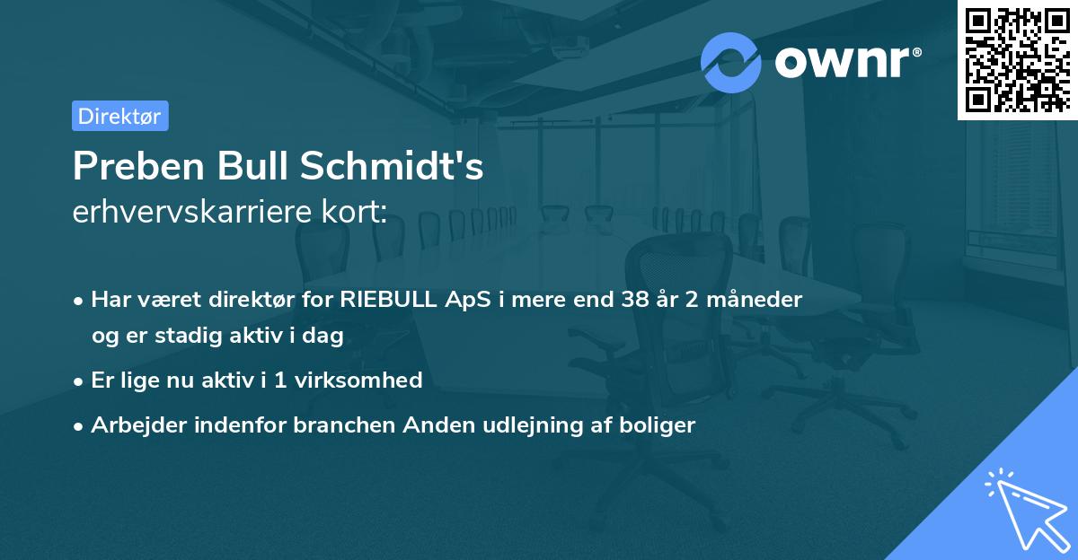 Preben Bull Schmidt's erhvervskarriere kort