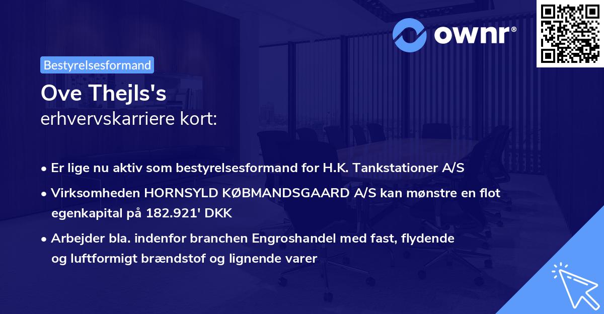 Ove Thejls's erhvervskarriere kort