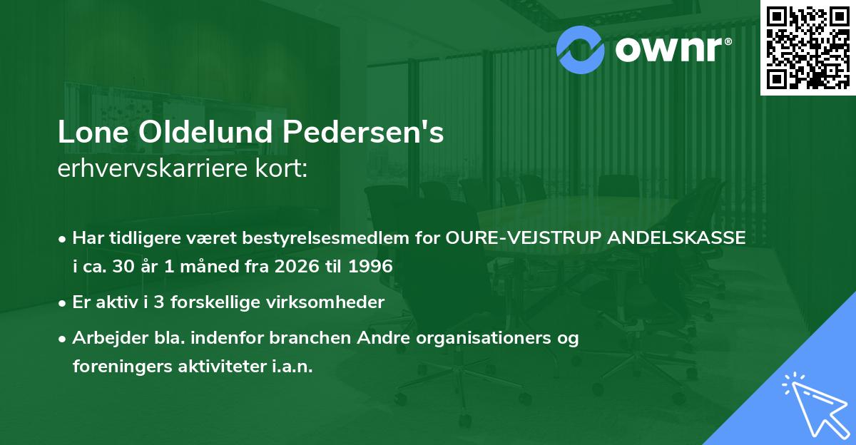 Lone Oldelund Pedersen's erhvervskarriere kort