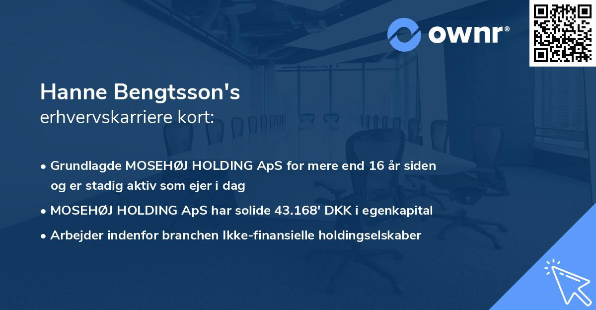 Hanne Bengtsson's erhvervskarriere kort