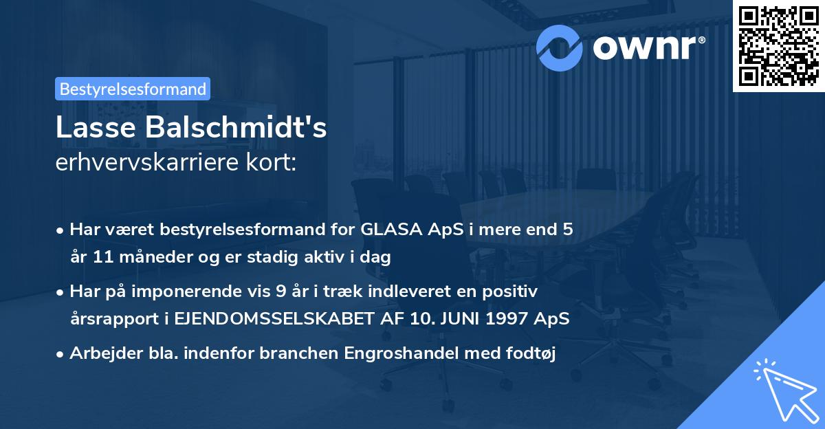 Lasse Balschmidt's erhvervskarriere kort