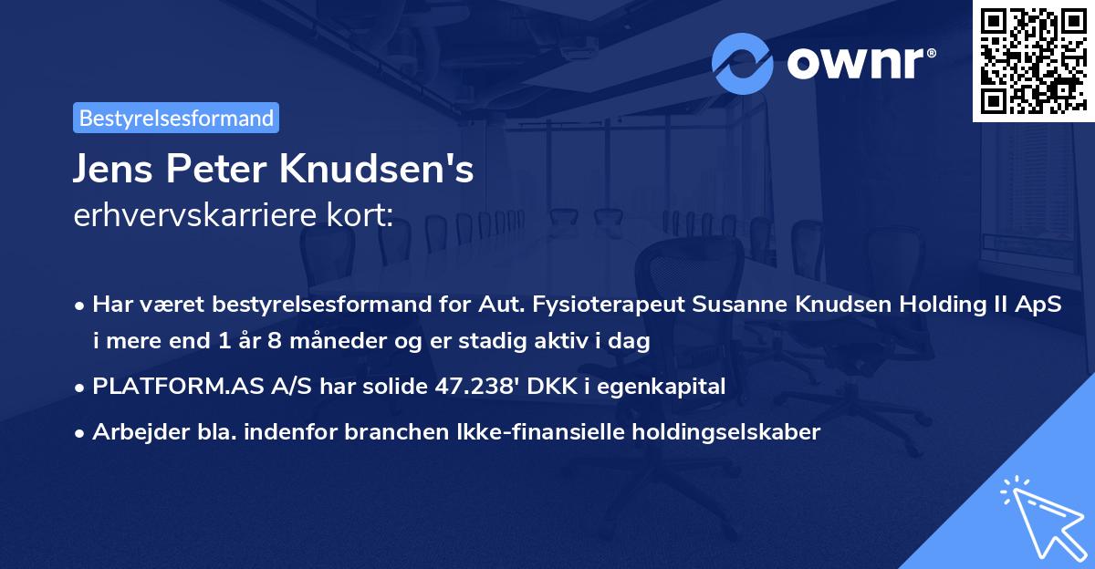 Jens Peter Knudsen's erhvervskarriere kort