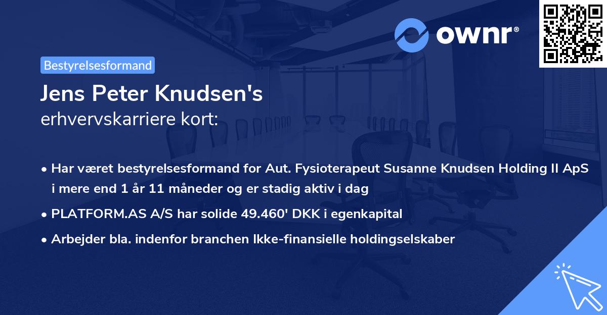 Jens Peter Knudsen's erhvervskarriere kort