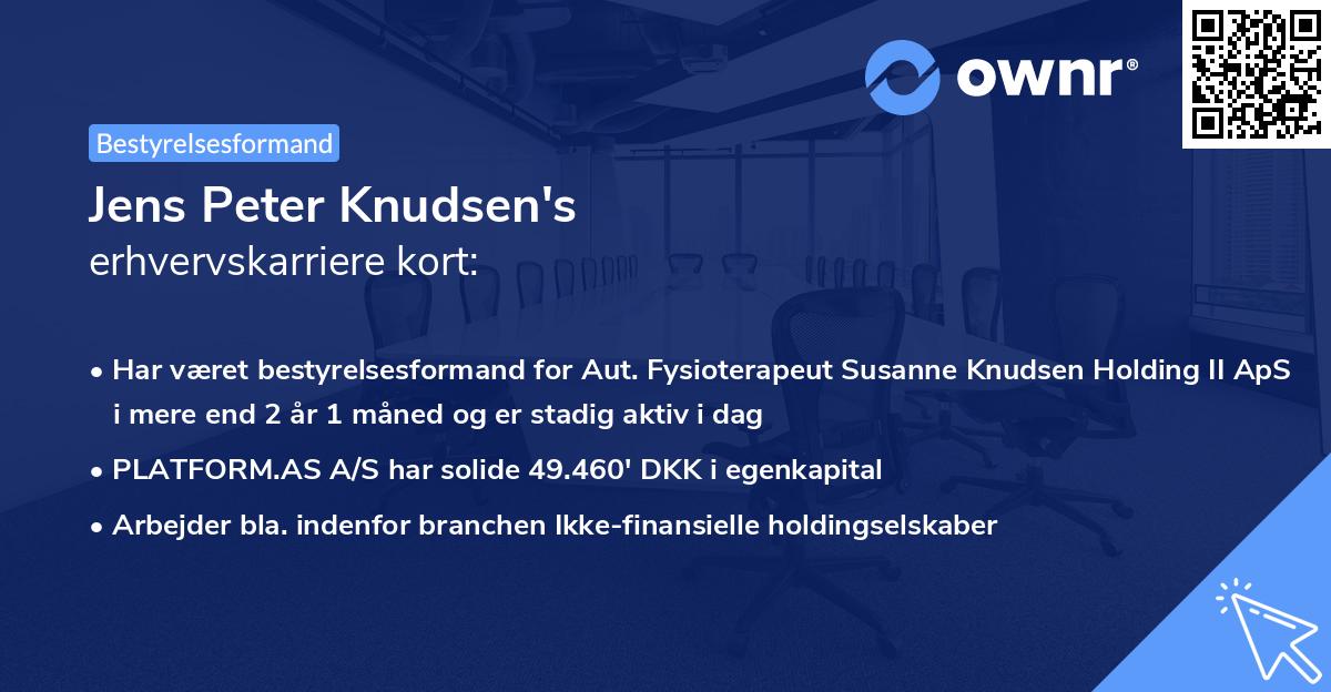 Jens Peter Knudsen's erhvervskarriere kort