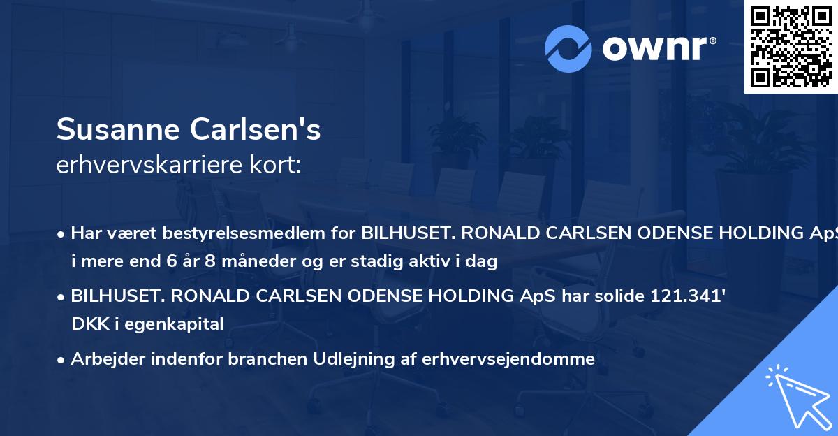 Susanne Carlsen's erhvervskarriere kort