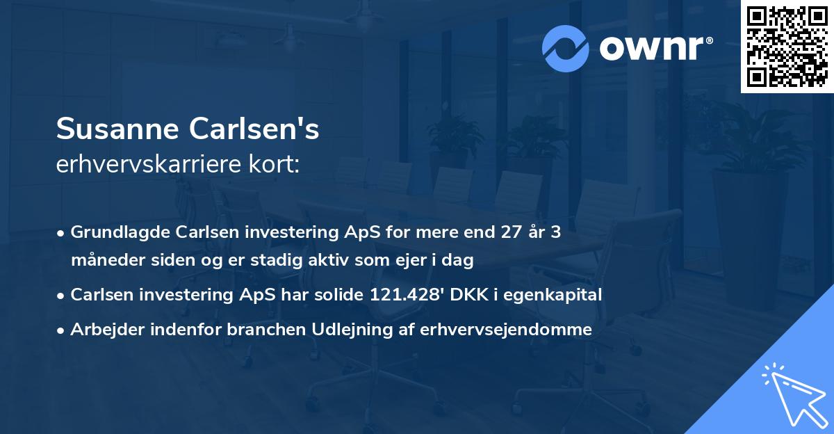Susanne Carlsen's erhvervskarriere kort