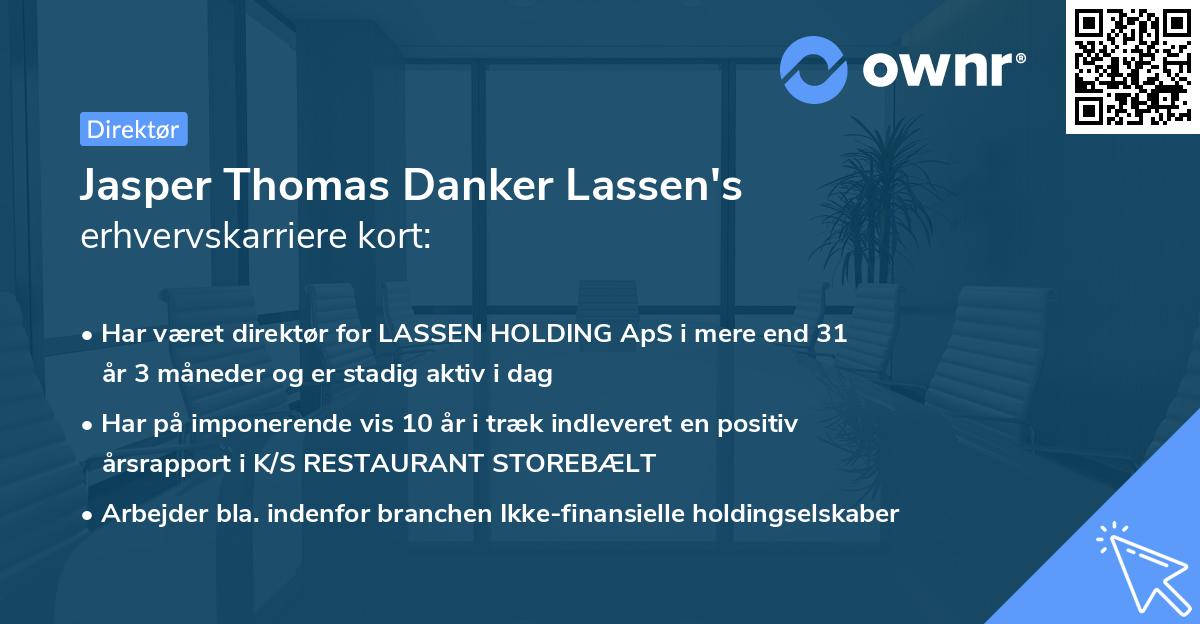 Jasper Thomas Danker Lassen's erhvervskarriere kort