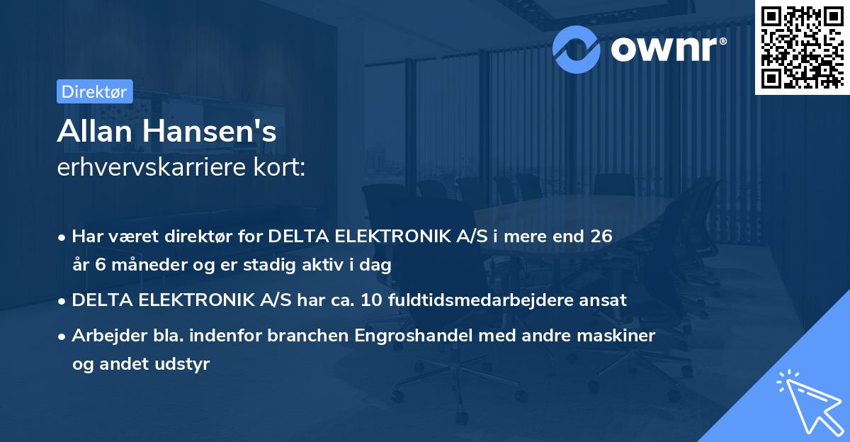 Allan Hansen's erhvervskarriere kort