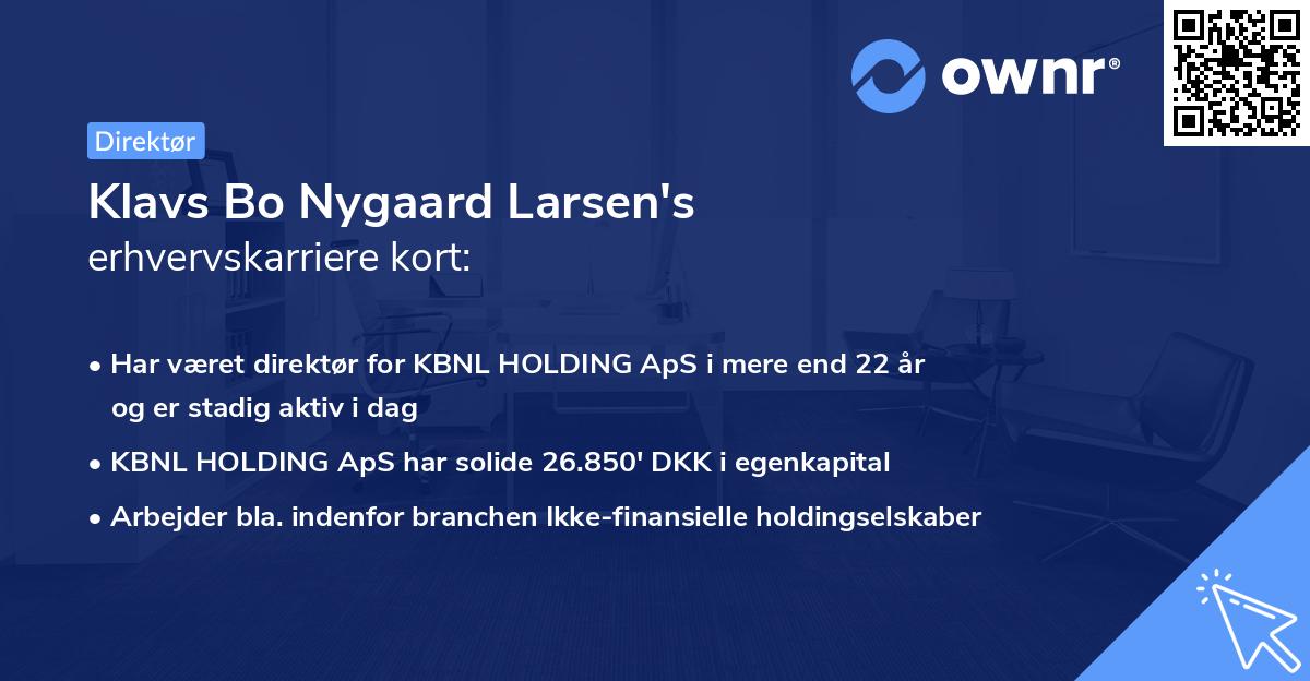 Klavs Bo Nygaard Larsen's erhvervskarriere kort