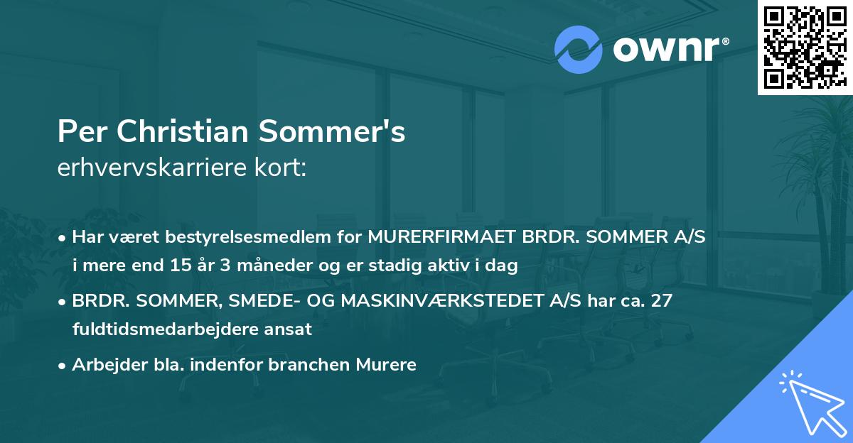 Per Christian Sommer's erhvervskarriere kort